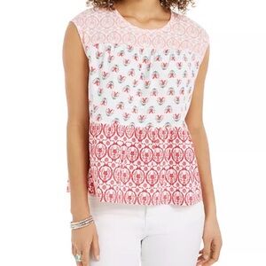 Style & Co. Floral Red and White Blouse